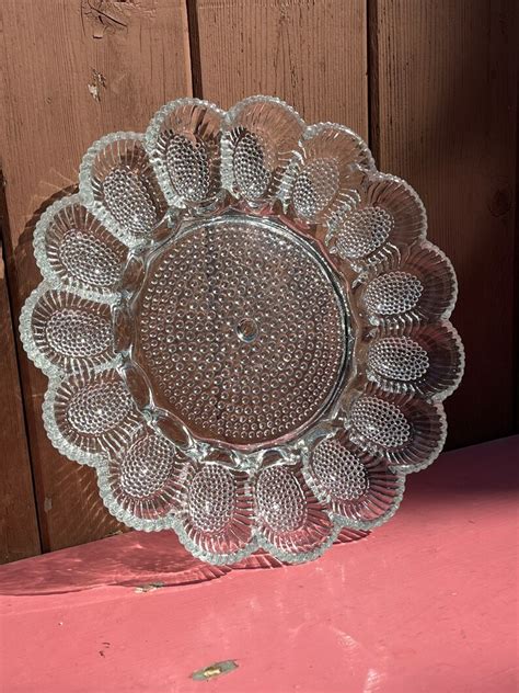 Indiana Glass Deviled Egg Serving Platter Clear Serving Tray Etsy