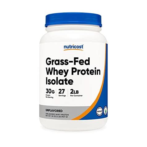 Nutricost Grass Fed Whey Protein Isolate Unflavored 2lbs Non Gmo Gluten Free Pure Protein