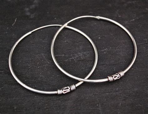 Large Ethnic Bali Hoop Earrings Cosmic Norbu