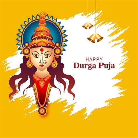 Free Vector Happy Durga Puja India Festival Holiday Card Illustration