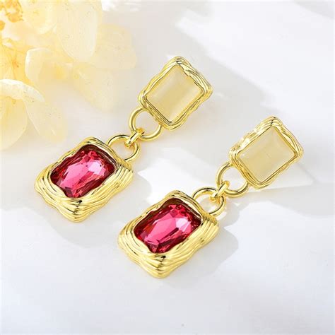 Irresistible Pink Artificial Crystal Dangle Earrings For Your Occasions