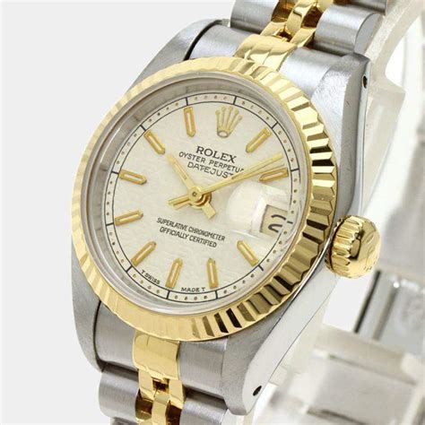 Rolex Silver 18K Yellow Gold And Stainless Steel Datejust 69173 Women's ...