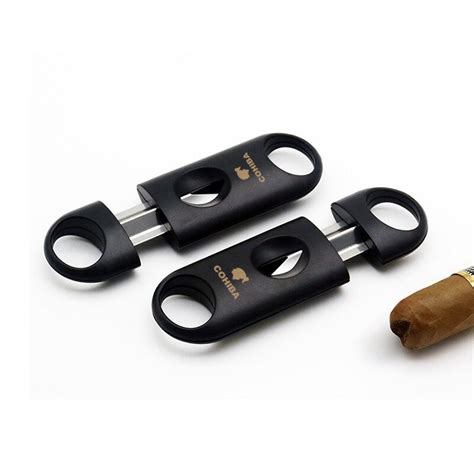 COHIBA Pemotong Rokok Cerutu Cigar Cutter Guillotine V Cut Double Blade - 0810S - Black ...