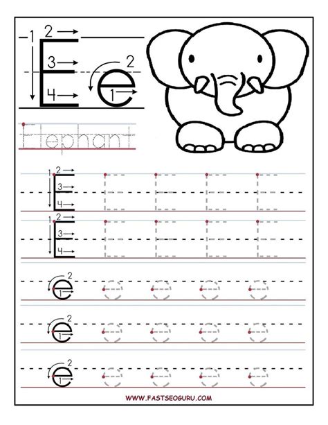 Letter E Tracing Worksheets