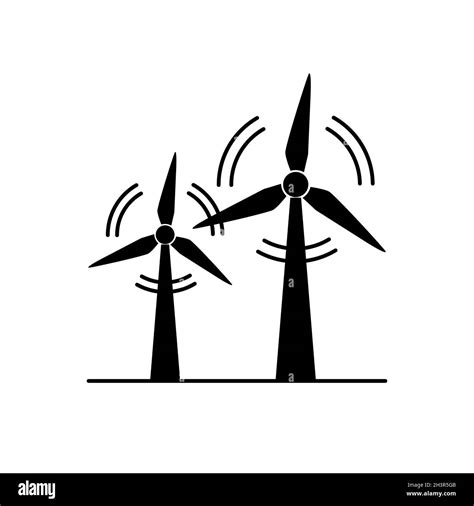 Wind Turbine Silhouette Icon In Flat Style Rotating Windmill Symbol Isolated On White