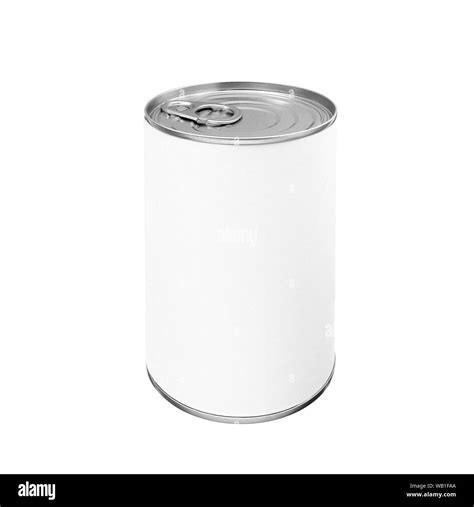 Food Tin Can Mockup With Blank White Label Isolated On White Background