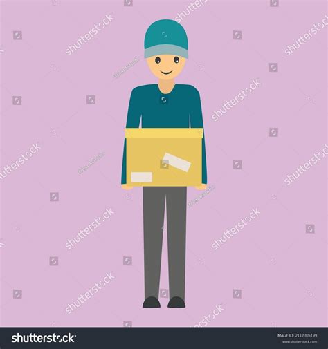 Delivery Man Cartoon Flat Vector Illustration Stock Vector Royalty