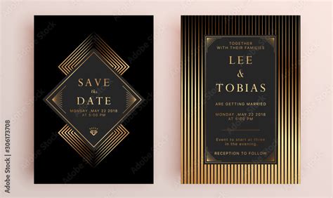 Beautiful set of wedding card templates. Gold collection of geometrical ...