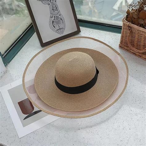 CHUNTIAN Summer White Sun Hat Oversized Brim Sunscreen Floppy Beach Hat