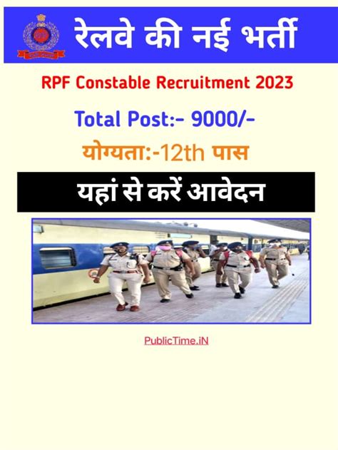 RPF Constable Recruitment 2023 Notification Apply Online PublicTime IN