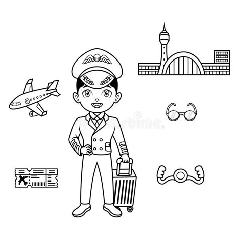 Cartoon Airport and Objects Collection Stock Vector - Illustration of ...