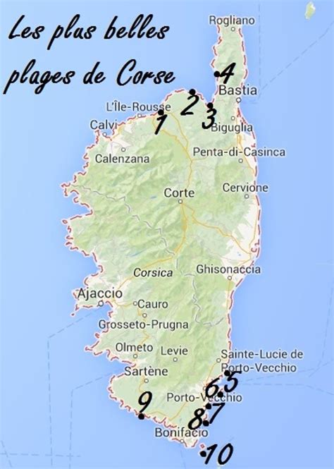 Carte Les Plus Belles Plages De Corse Belle Plage Corse Et Plage