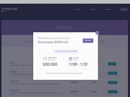 Pricing Modal Window Design by Mixpanel on Dribbble