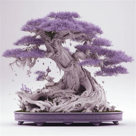 Premium AI Image | A purple bonsai tree is in a pot with a purple base.