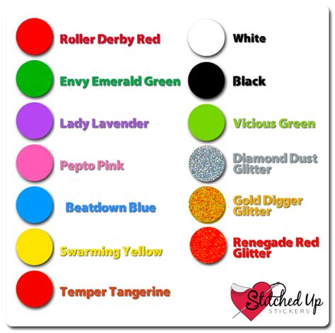 Printable Stickles Color Chart