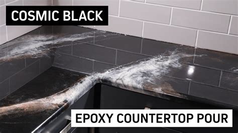 Cosmic Black Granite Epoxy Resin Countertop Technique Youtube