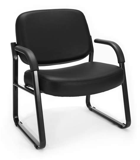 OFM Big and Tall Guest and Reception Chair with Arms, Vinyl, in Black ...