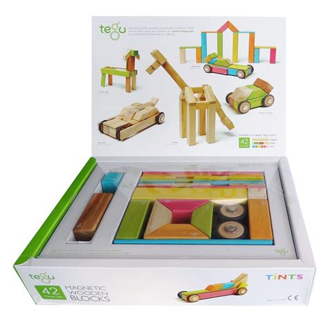 Tegu Bausteine Set 42 Magnetische Holz Bausteine Tints