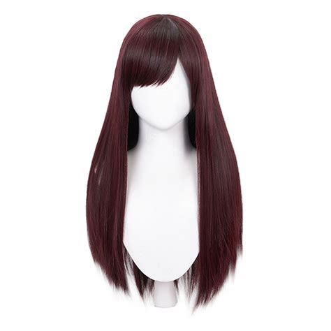 【Ready For Ship】DokiDoki Game CosplayLong Red Brown Straight Wig – dokidokicosplay