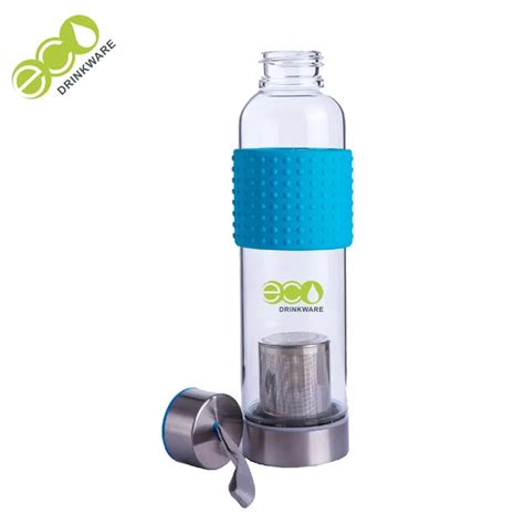 Custom Logo Single Wall Borosilicate Glass Water Bottle With Silicone