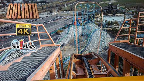 2022 Goliath Roller Coaster On Ride Front Row 4k Pov Six Flags Magic