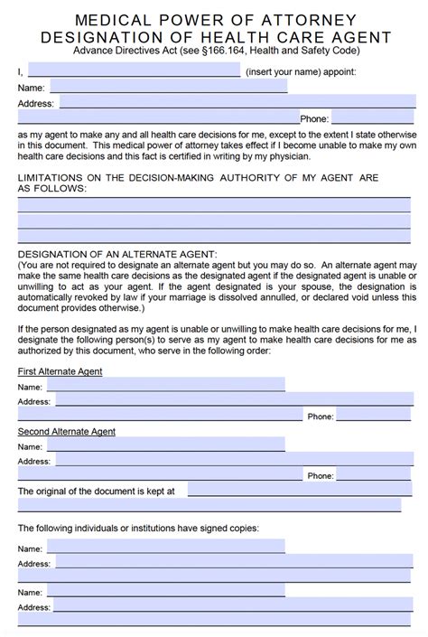 Printable Power Of Attorney Form Texas