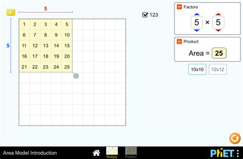 Area Model Introduction Factors Products Area Model Phet