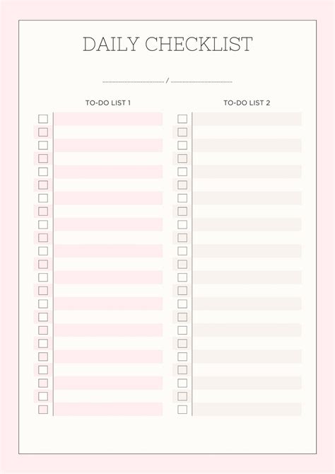 Blank Daily Checklist