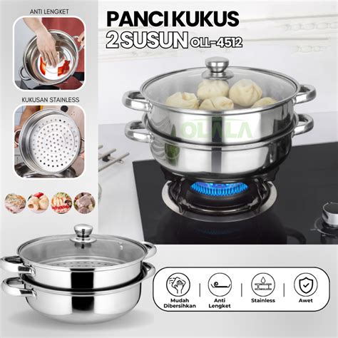 Jual Panci Kukus Susun Steamer Stainless Tutup Kaca Panci Siomay Bolu