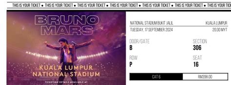 Bruno Mars Concert CAT 4 Ticket Tickets Vouchers Event Tickets On