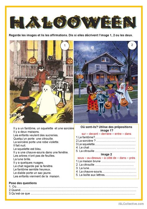 Description Image Halloween Compr Fran Ais Fle Fiches Pedagogiques