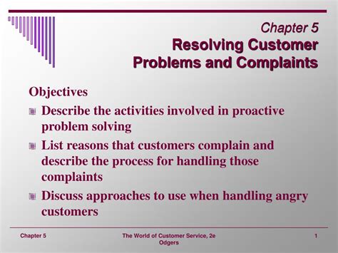 Ppt Chapter 5 Resolving Customer Problems And Complaints Powerpoint