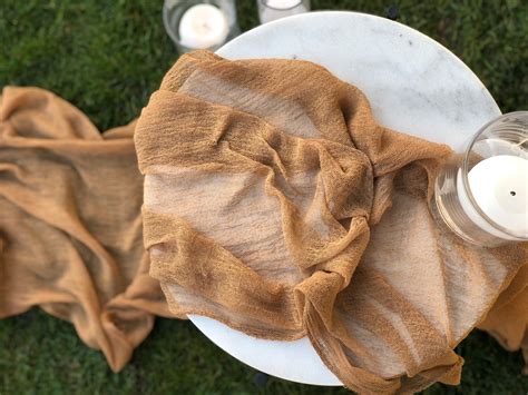 Warm Taupe Cheesecloth Table Runner Any Color Boho Wedding Etsy