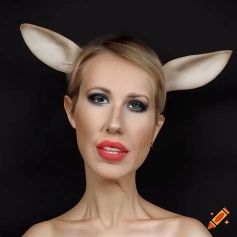 Ksenia Sobchak Wearing Dark Beige Transparent Latex Mask On Craiyon