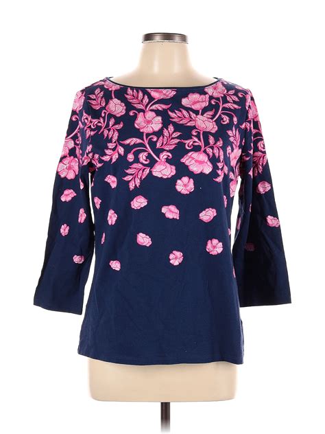 Talbots Floral Navy Blue Long Sleeve Top Size L 72 Off Thredup