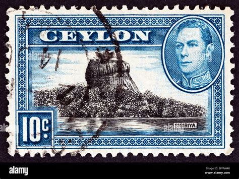 Ceylon Circa A Stamp Printed In Ceylon Shows Sigiriya Lion