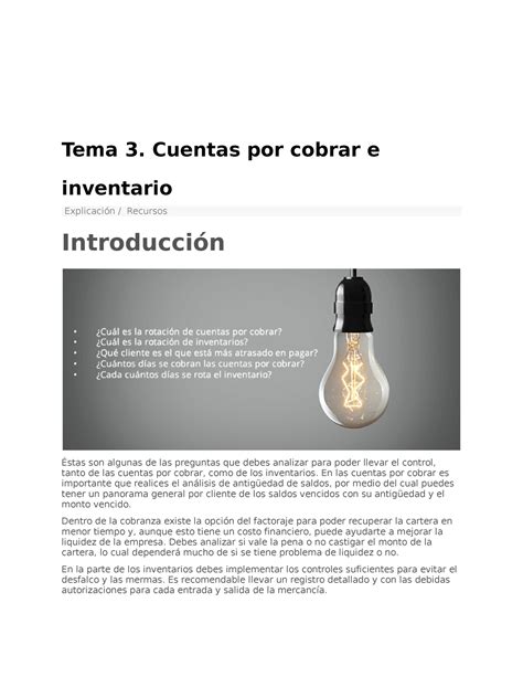 Tema 3 Cuentas Por Cobrar E Inventario E Inventarios 2 Tema 3