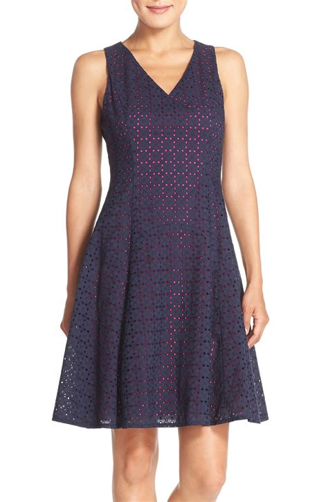 Maggy London Eyelet Fit And Flare Dress Regular And Petite Nordstrom