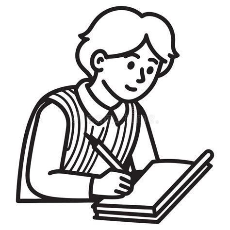 stick boy writing clipart