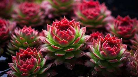 Premium AI Image | Evergreen Sempervivum Succulents Emerging from ...