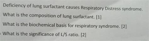 Solved Deficiency of lung surfactant causes Respiratory | Chegg.com