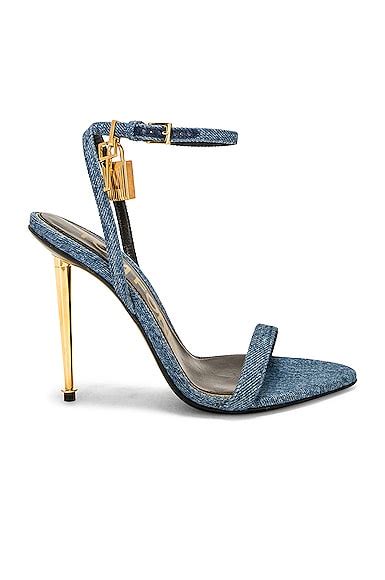 Tom Ford Padlock Pointy Naked Sandal In Washed Blue Fwrd