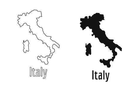 Italia Mapa Pa S Icono Contorno Estilo Y Vector Plano Siluetas Vector