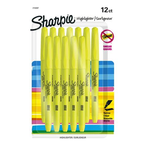 Sharpie Pocket Highlighters Chisel Tip Fluorescent Yellow 12 Count