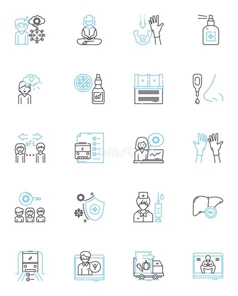 Global Crisis Linear Icons Set Pandemic Recession Unemployment