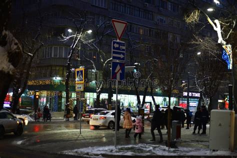 Almaty night streets editorial photography. Image of shopping - 139575347