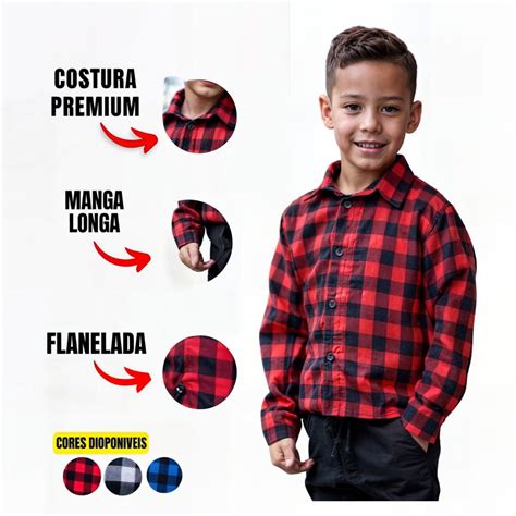 Camisa Xadrez Infantil Flanelada Masculino Festa Junina Elo