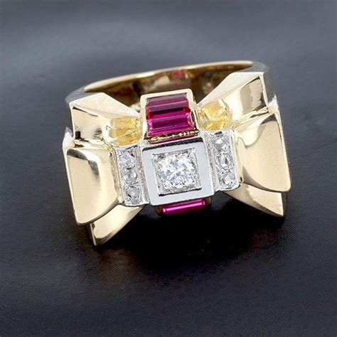 Proantic Bague Tank En Or Jaune Pr Sentant Diamant De Ct