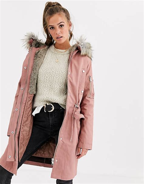 Asos Design Parka With Detachable Faux Fur Liner Asos