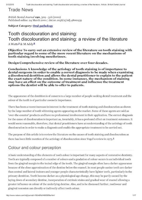 PDF Tooth Discolouration And Staining Tooth Discolouration And